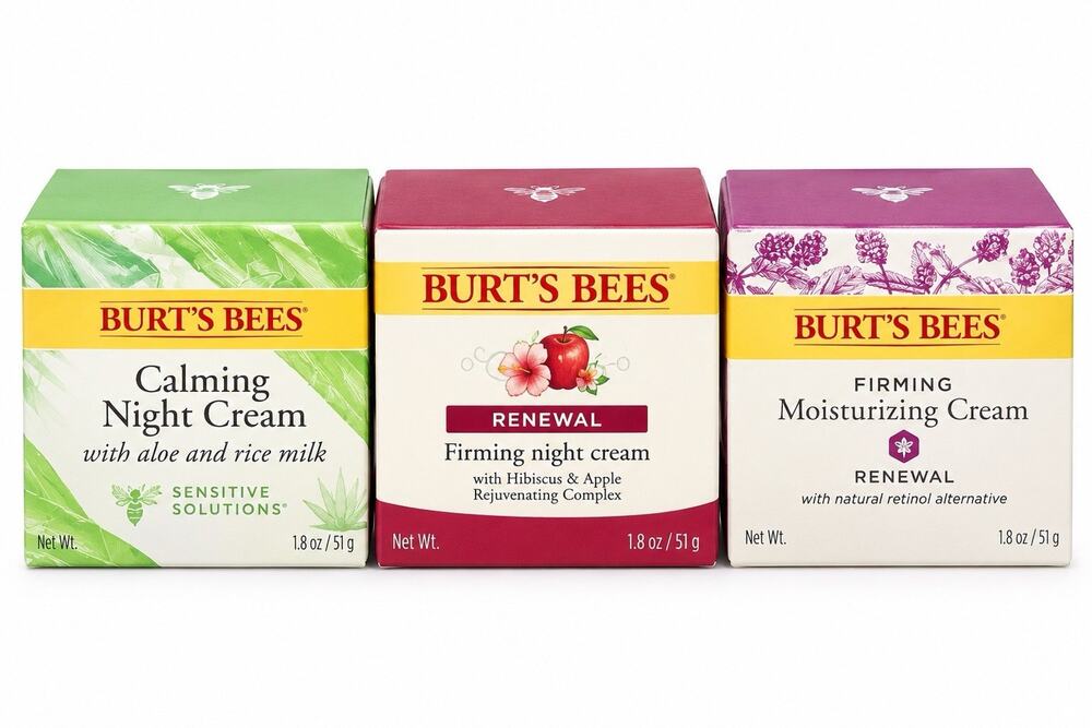 Burt’s Bees Renewal & Sensitive Night Cream Lot of 3 Moisturizers New